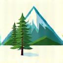 Icona stilizzata di una montagna con una foglia